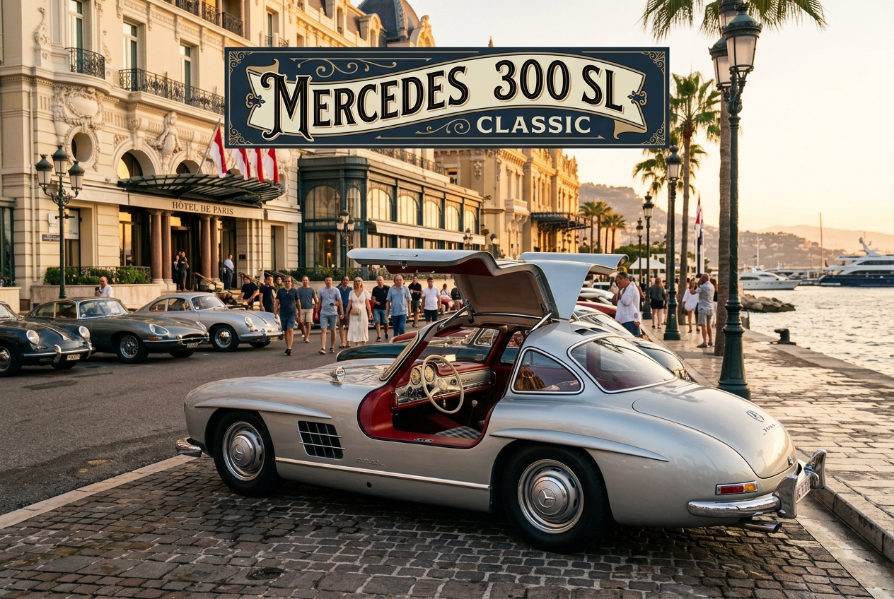 Classic car photograph used to demonstrate image text editing